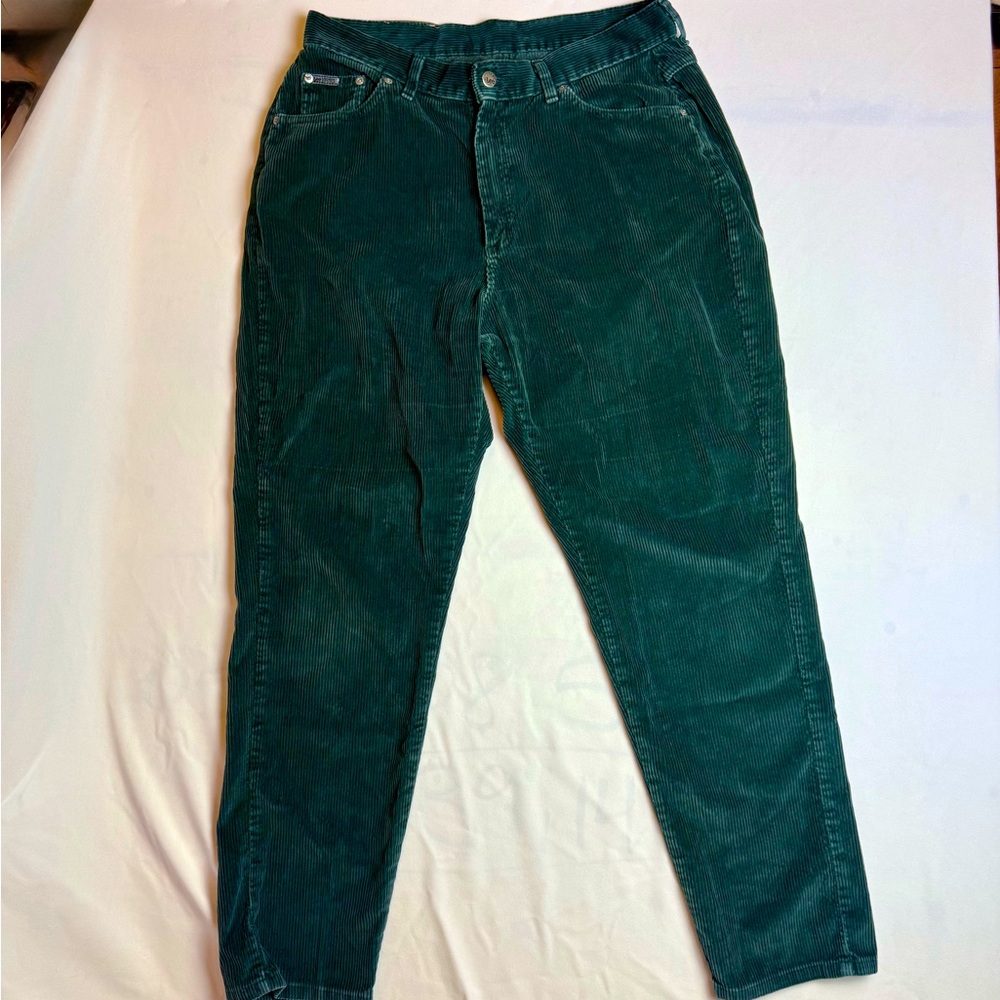 Vintage Women’s Lee Riveted Dark Green Corduroy Pants 90’s Baggy Sz 16 M Y2K
